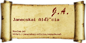 Janecskai Alícia névjegykártya